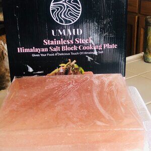 UMAID Himalayan Salt Block Cooking Plate with Stainless Steel Stand